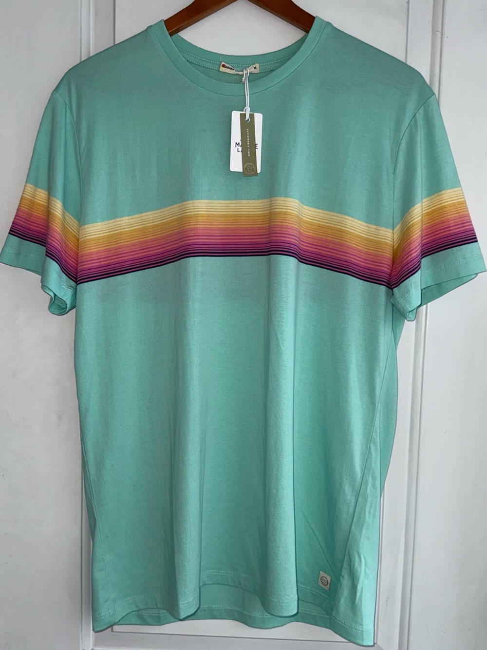 Marine Layer Signature Crew Cotton/Modal Stripe Tee in "Ocean Wave"  - NWT